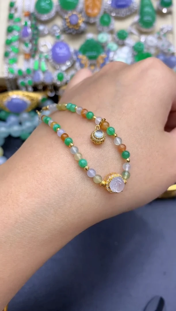 18K金镶嵌手链翡翠466-中国好珍宝