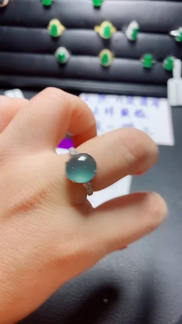 银S925镶嵌戒指翡翠天然翡翠A货s925银镶