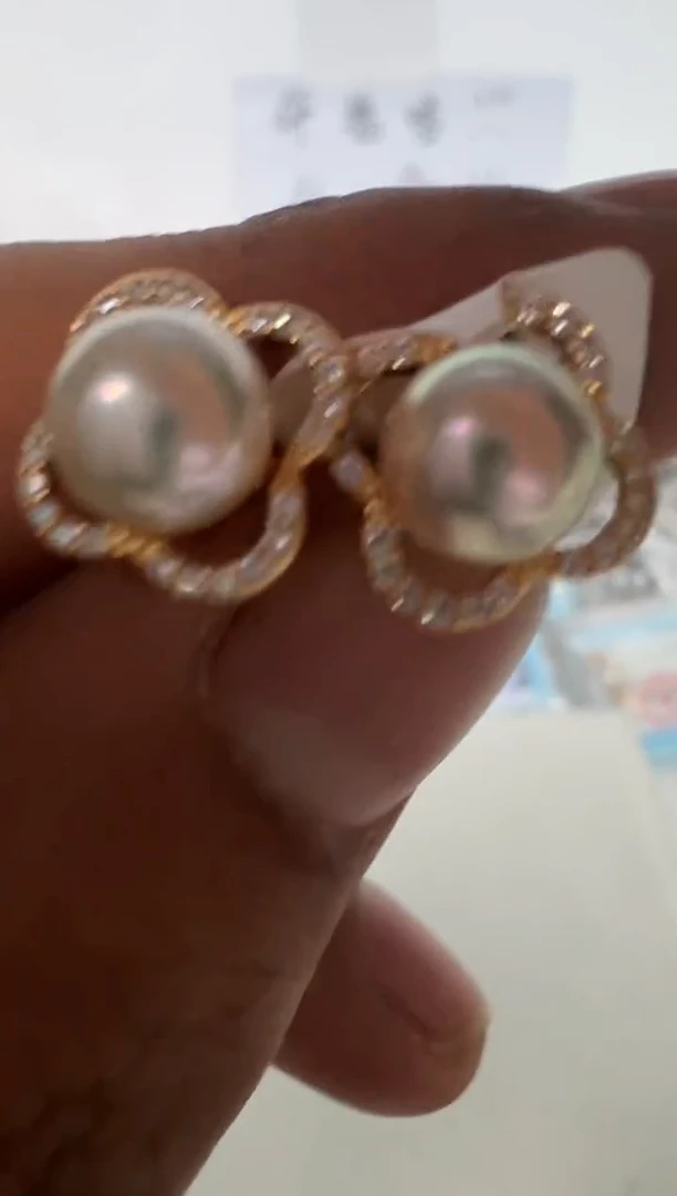 银S925镶嵌耳饰海水珍珠耳钉