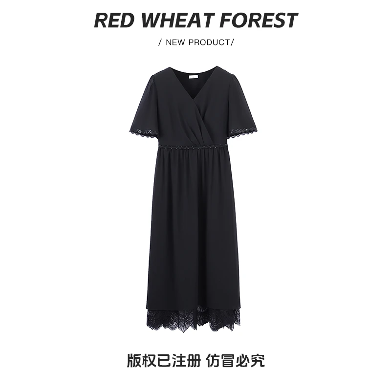 薇姐定制女装夏季新款黑色时尚大气显瘦假两件连衣裙孕妇ZB7174