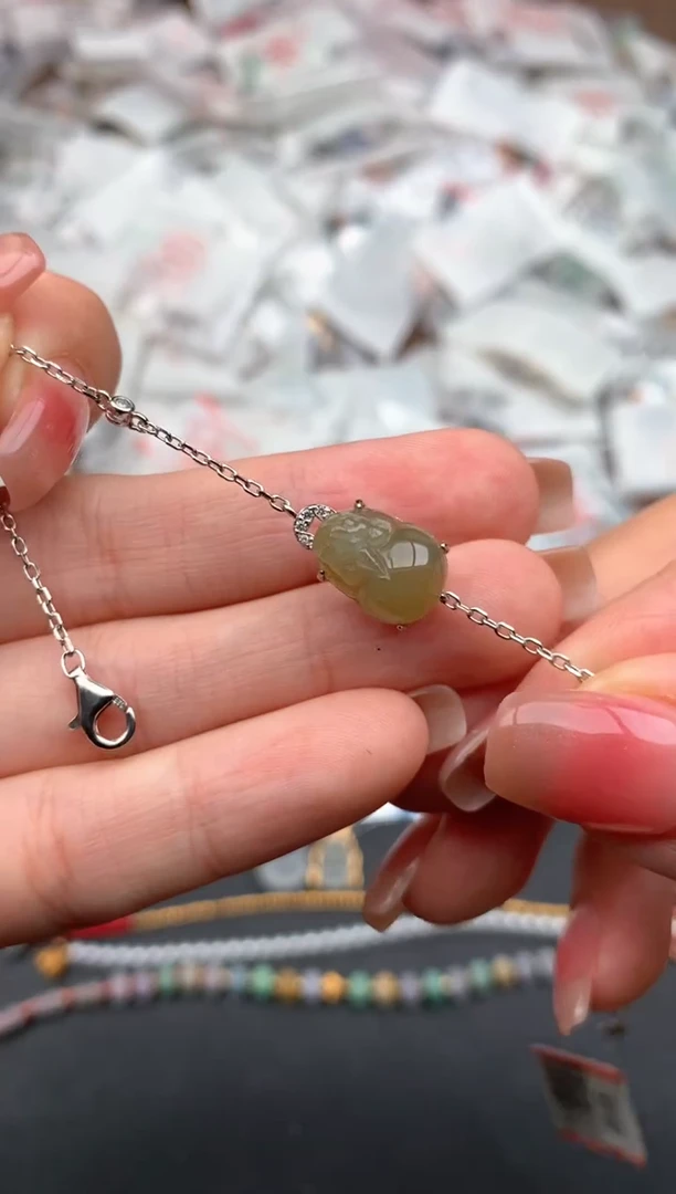 银S925镶嵌挂件翡翠一