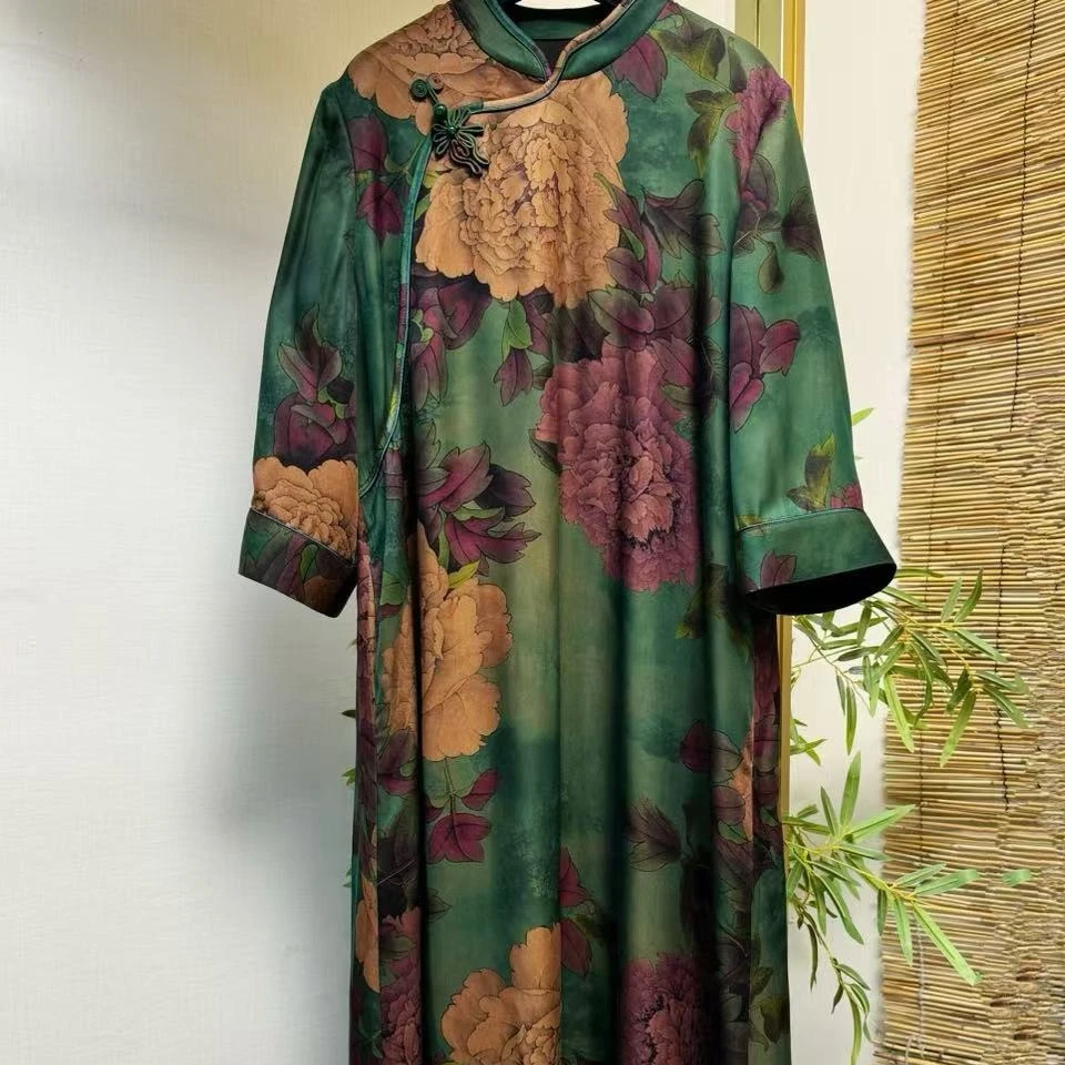 【佳鑫香云纱】香云纱桑蚕丝时尚国风大气连衣裙LBF-956656重磅