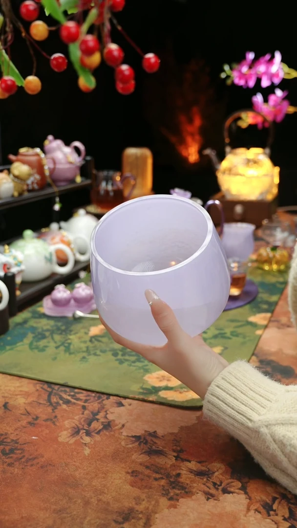 【闪购商品】紫色水晶玻璃茶渣缸建水