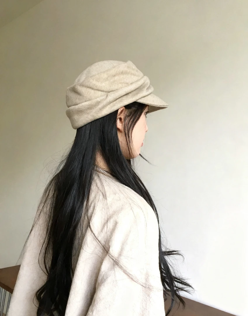 2025冬季八角帽山本风冷帽洋气复古帽子女出口日本平顶新款帽子