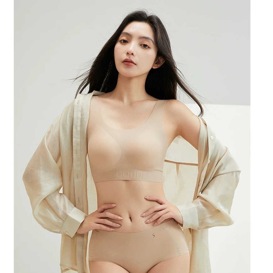 夏季 女士新裸感宽肩内衣套装802