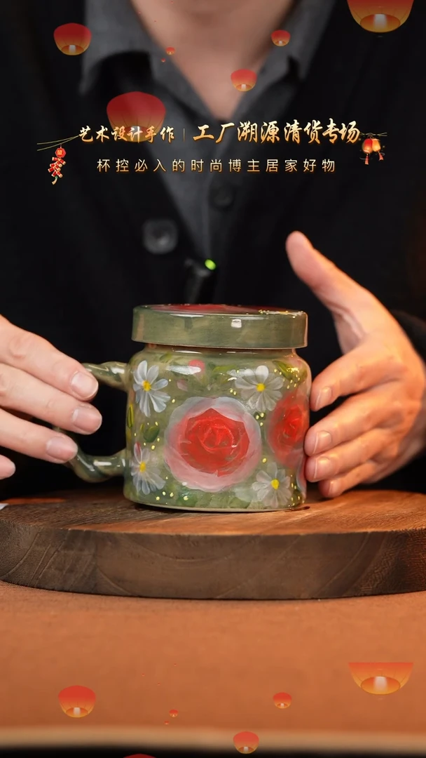 【闪购商品】杯手艺人手绘釉下彩异形同款器物