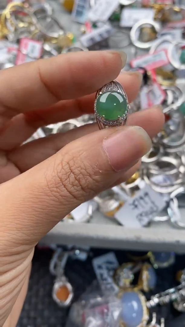 银S925镶嵌戒指翡翠111----8