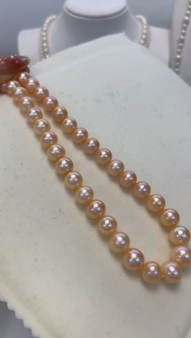 【闪购商品】淡水珍珠颈饰银S925镶嵌9.5-10.5mm无核彩珠项链