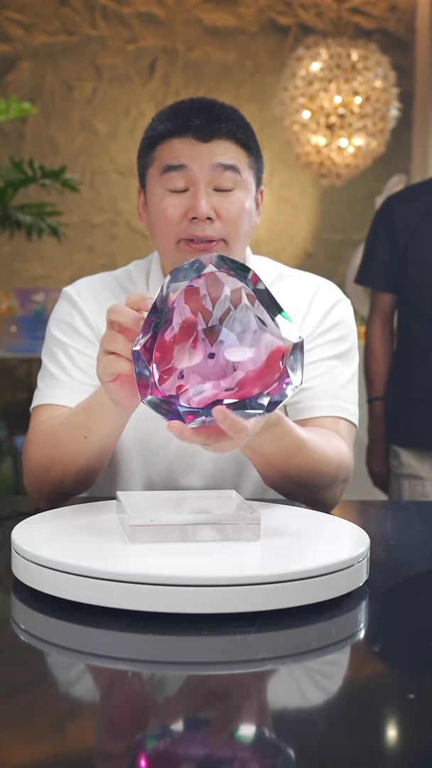 琉璃手工艺品拾福利金红蓝三角切面果碗