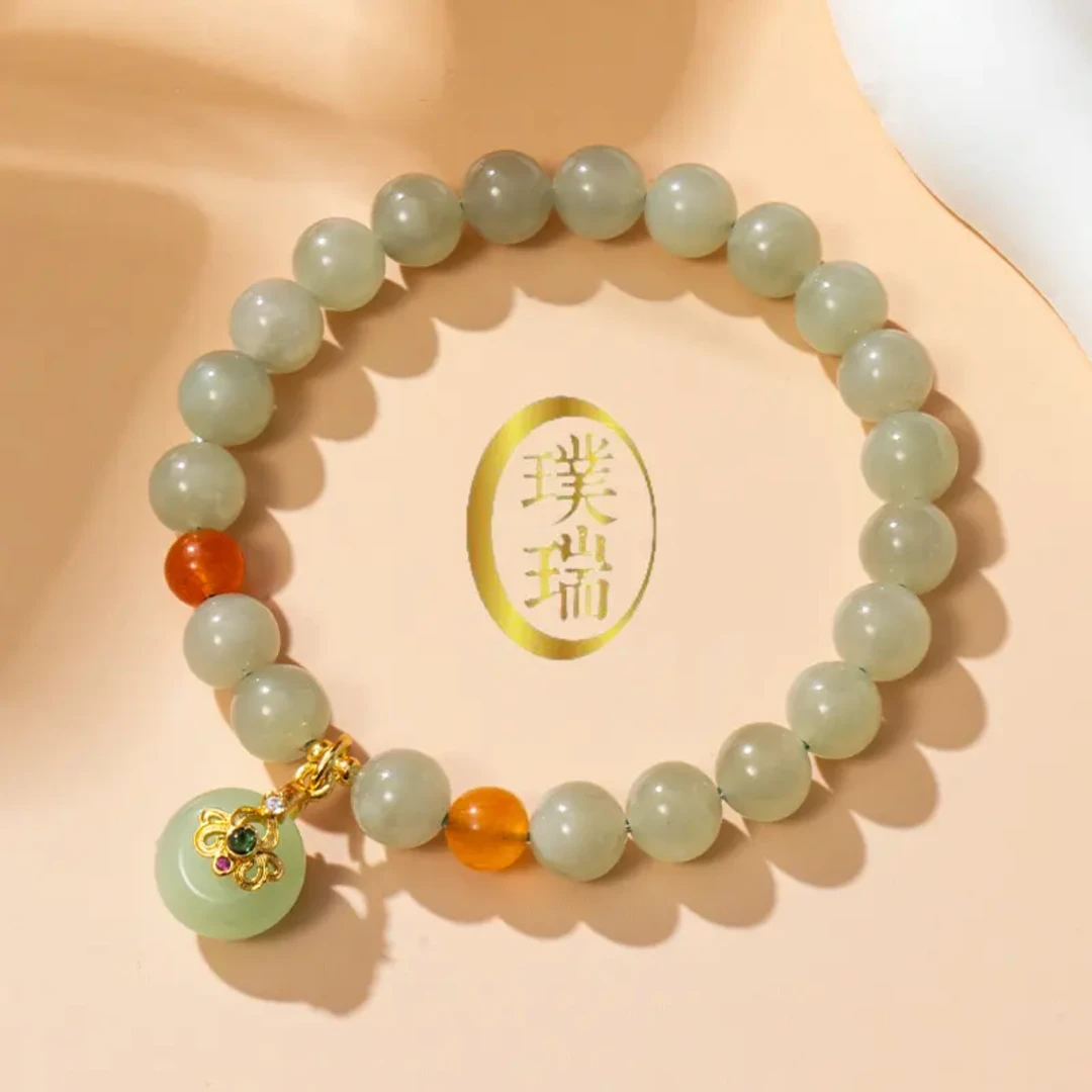 天然和田玉配公主平安扣手链 多样性发—SL541