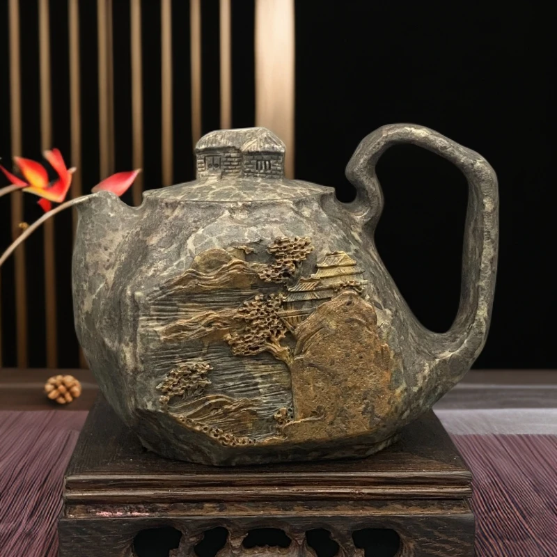 日照金山随型壶冰碛岩创意茶壶纯手工非遗老匠人手作茶器210cc