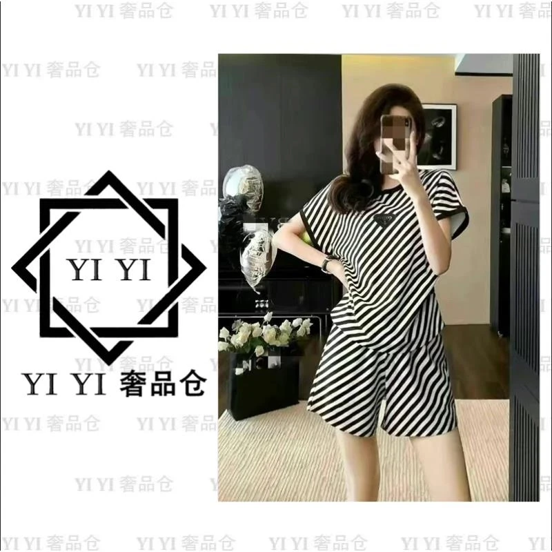 （YI YI/奢品）休闲运动套装简约舒适印花时尚气质宽松百搭黑色提花