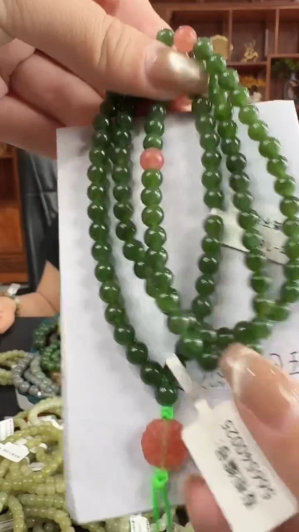 手链未镶嵌和田玉qc16 碧玉多圈手串