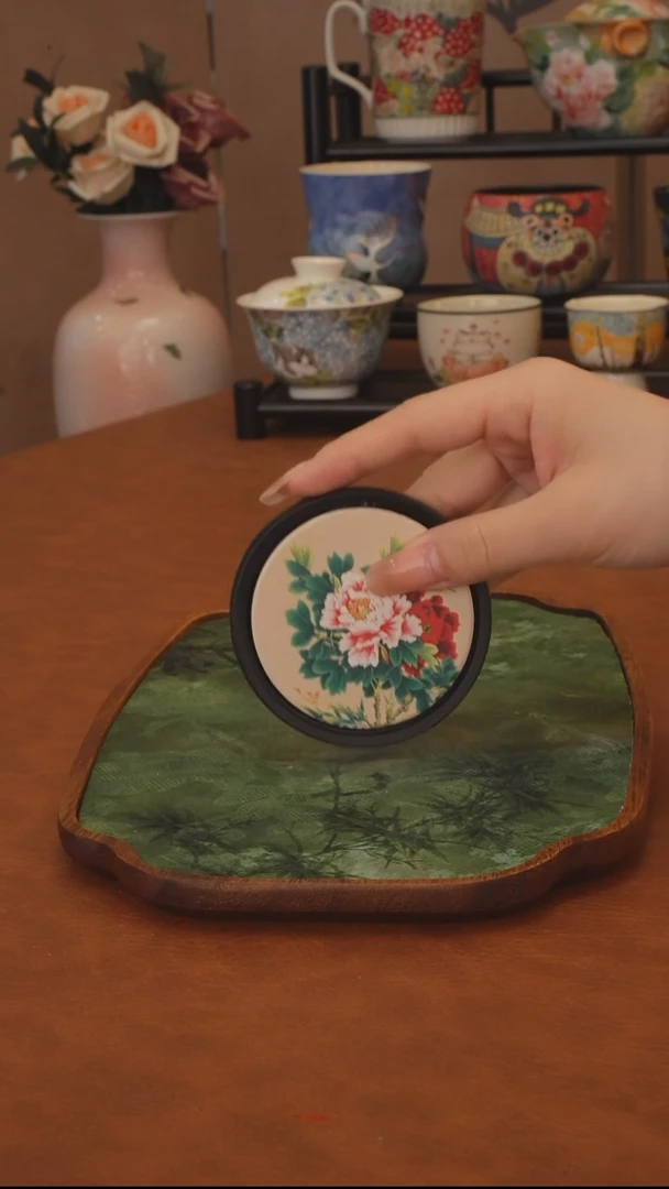 直播间福利 牡丹圆形杯垫