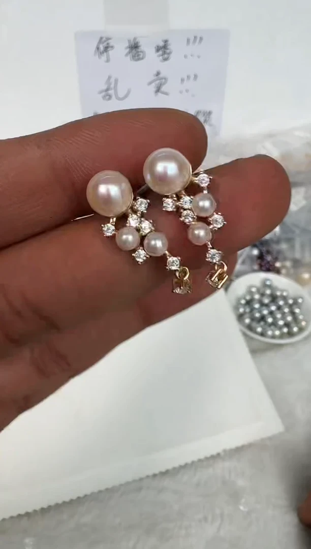 银S925镶嵌耳饰海水珍珠耳钉