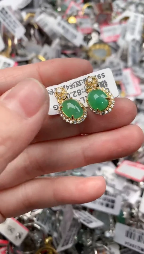 银S925镶嵌戒指翡翠19          3