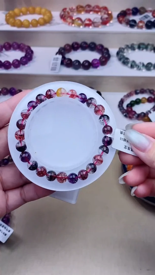 未镶嵌手链水晶黑加仑超七单圈7m+