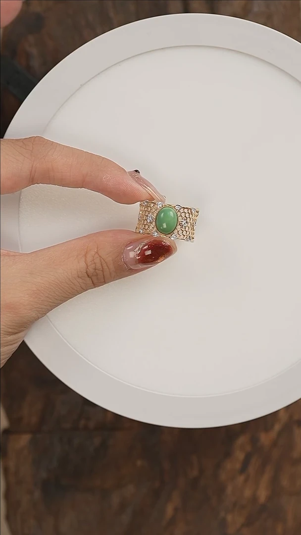 18K金镶嵌绿松石戒指空*S5222-定制