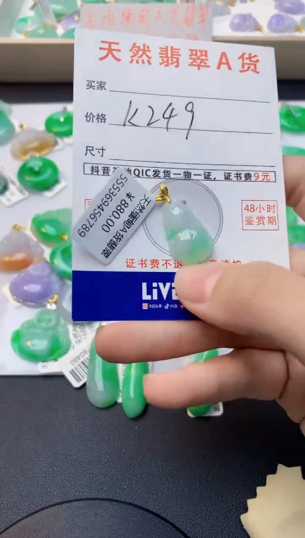 颈饰18K金镶嵌翡翠天然缅甸A货翡翠百元以上9元证书费自理