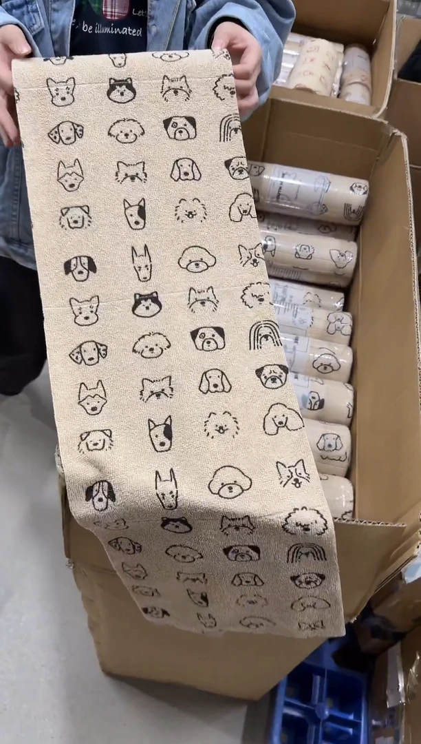 瓷片黑色小狗周抛手撕抹布一卷