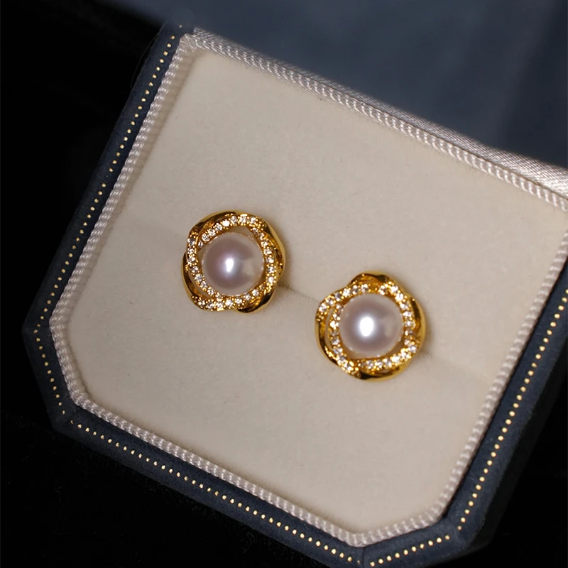 925银莫桑石耳饰 珍珠耳钉新款2025爆款小众设计感高级感银针耳环