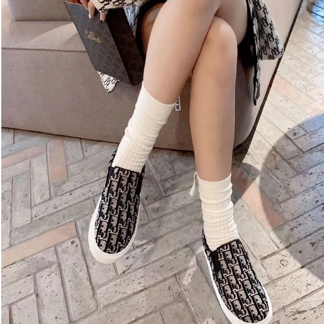 全新未使用 DIOR/迪奥 女士黑色老花一脚蹬板鞋 女鞋休闲鞋112029