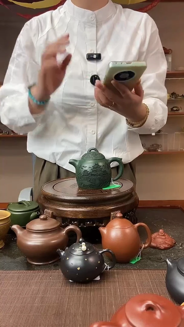 茶壶紫砂宝塔秦权 墨绿泥