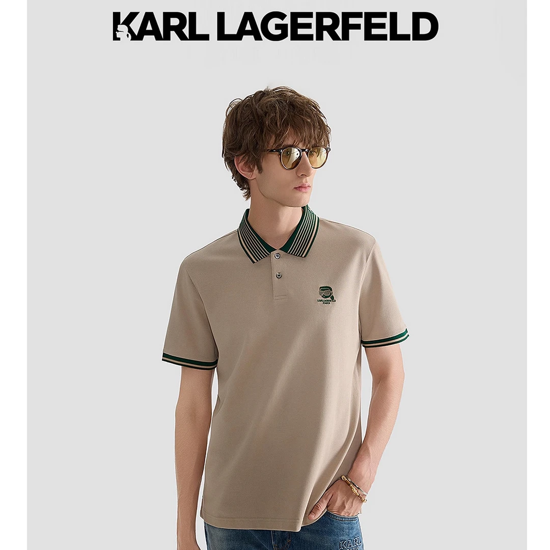 KARL LAGERFELD/卡尔拉格斐夏季高级纯棉短袖polo衫M22O2007