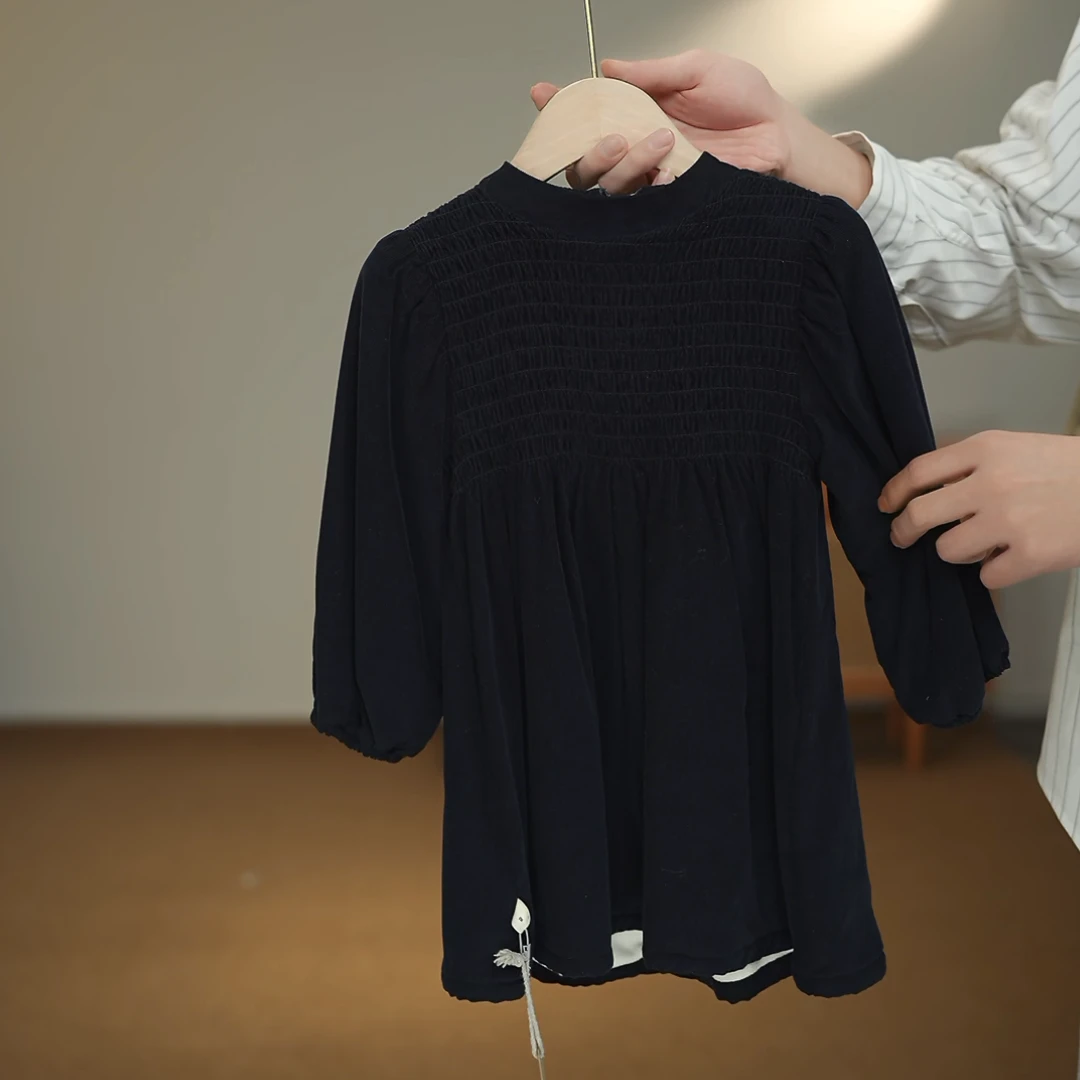 【加绒】259012【古吖古】韩版打皱连衣裙  Keke