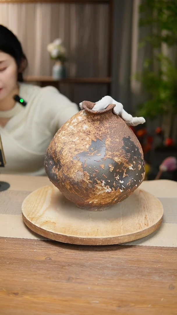 【闪购商品】陶瓷   花器诧寂棕大肚