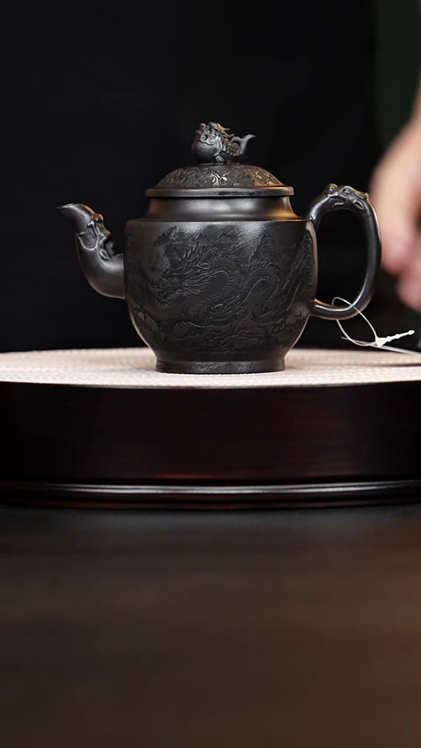 茶壶紫砂宜兴紫砂 隐龙宫灯 汪东升 石黄 300cc