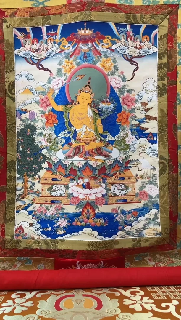 卷轴画1.3金色龙布  文殊 45 