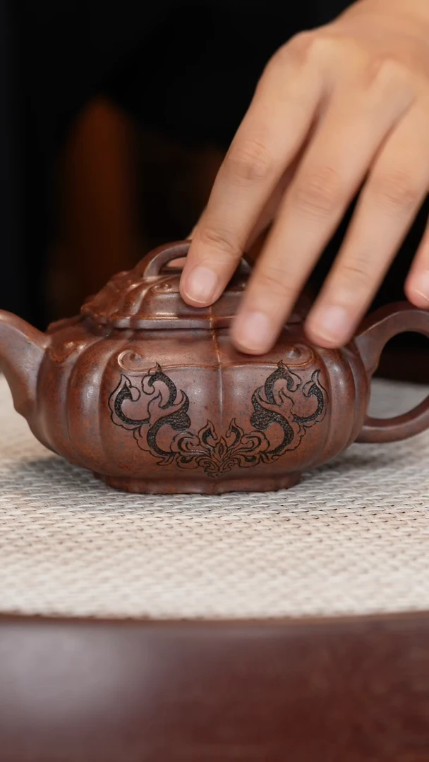 茶壶紫砂【吴顺华】筋纹如意  顺华窑烧+办公杯200cc