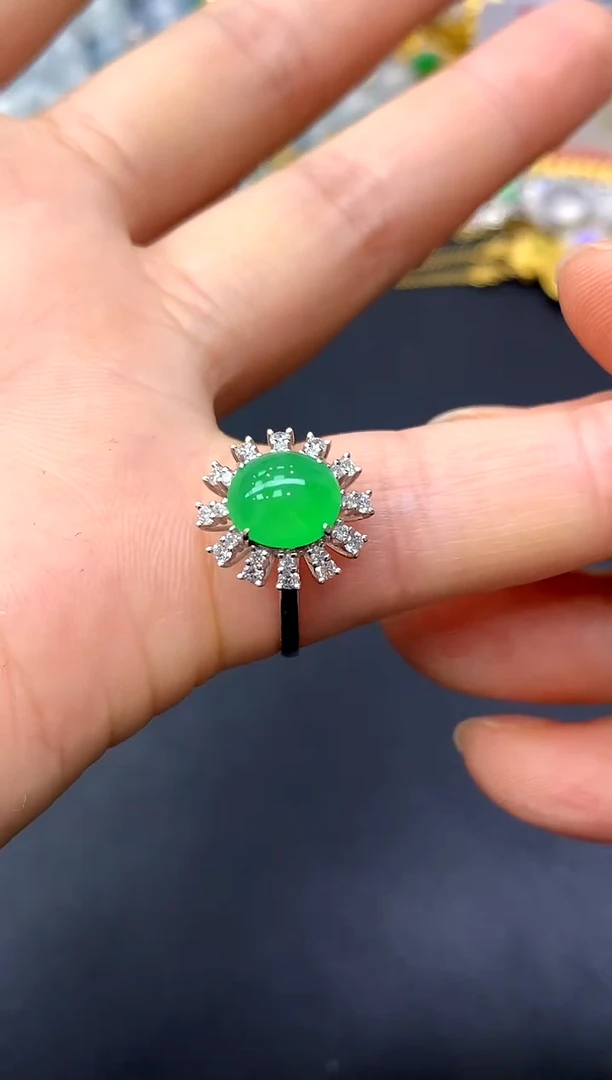 18K金镶嵌戒指翡翠507-中国好珍宝