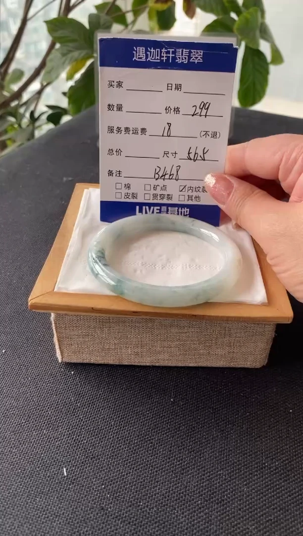 翡翠手镯未镶嵌56.8圈口 B468编码