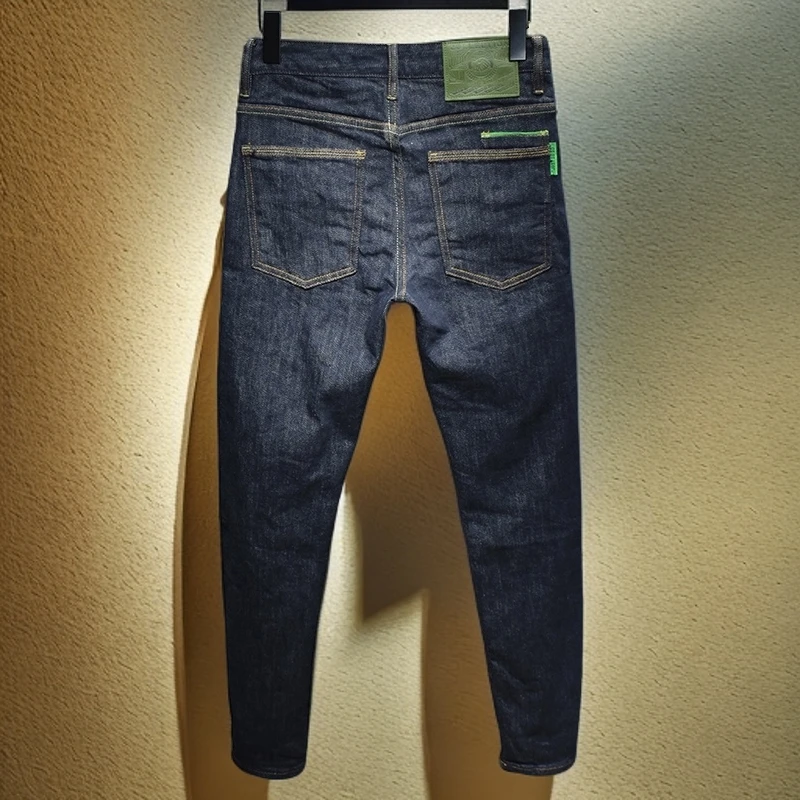 NYING水洗牛仔裤时尚深蓝原色男士韩式小脚长裤秋季新款高端裤子