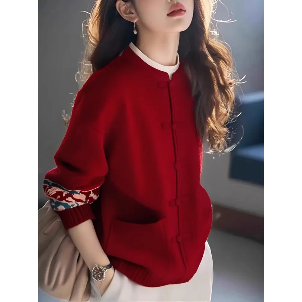 4006高级感超好看慵懒风独特别致新中式国风针织衫毛衣外套