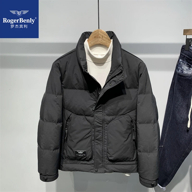 罗杰宾利白鸭绒羽绒服男款爆款冬款御寒保暖立领外套866613