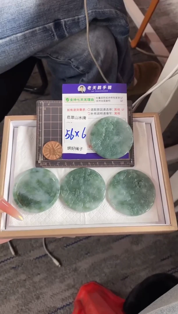 未镶嵌挂件翡翠山水牌FL9/多样性发其一CP配绳