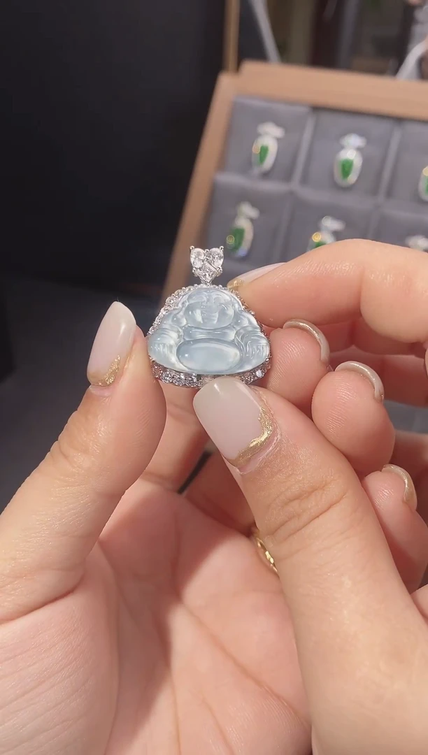 【闪购商品】翡翠颈饰银S925镶嵌天然A货满绿翡翠灵蛇戒指