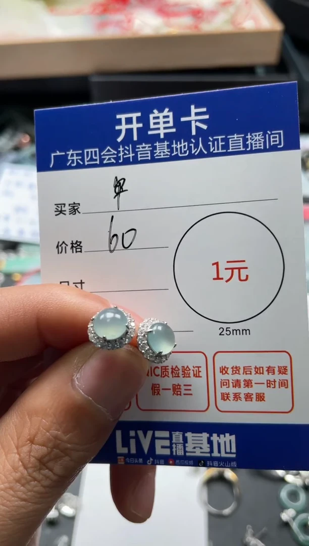 【闪购商品】翡翠颈饰银S925镶嵌耳钉