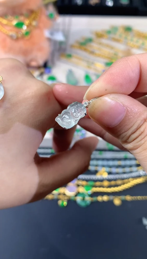 翡翠18K金镶嵌吊坠(不含链)A412|1480