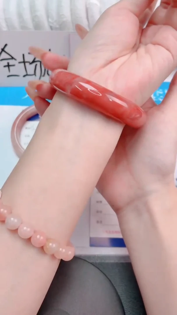 未镶嵌手镯石英质玉桃花酿52-圈口53.8-236