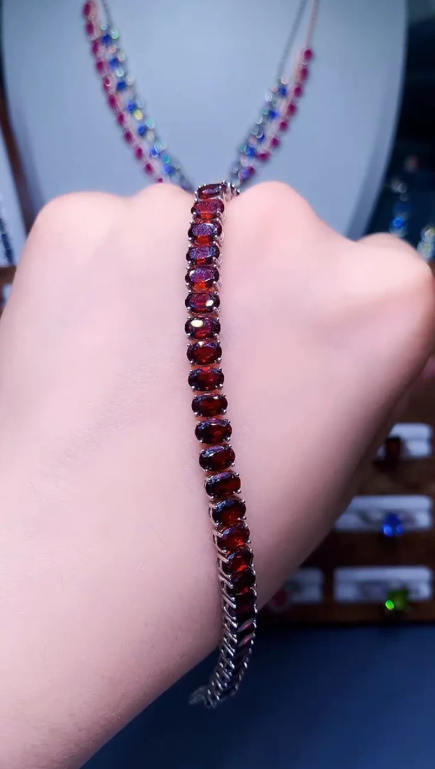 【闪购商品】石榴石手链银S925镶嵌21-23