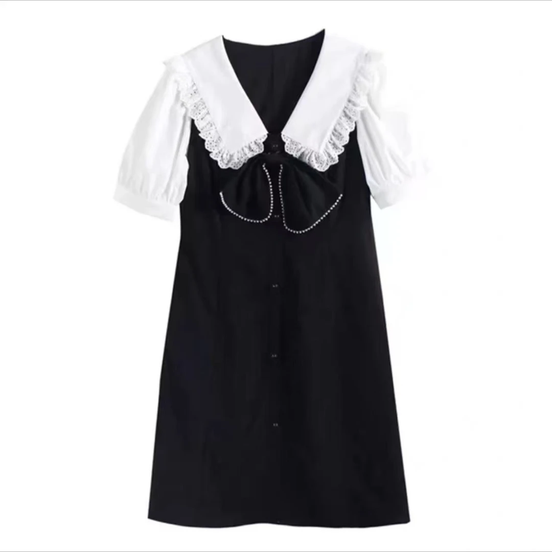 剪标女装显瘦初恋连衣裙夏款小黑裙潮范气质时尚百搭