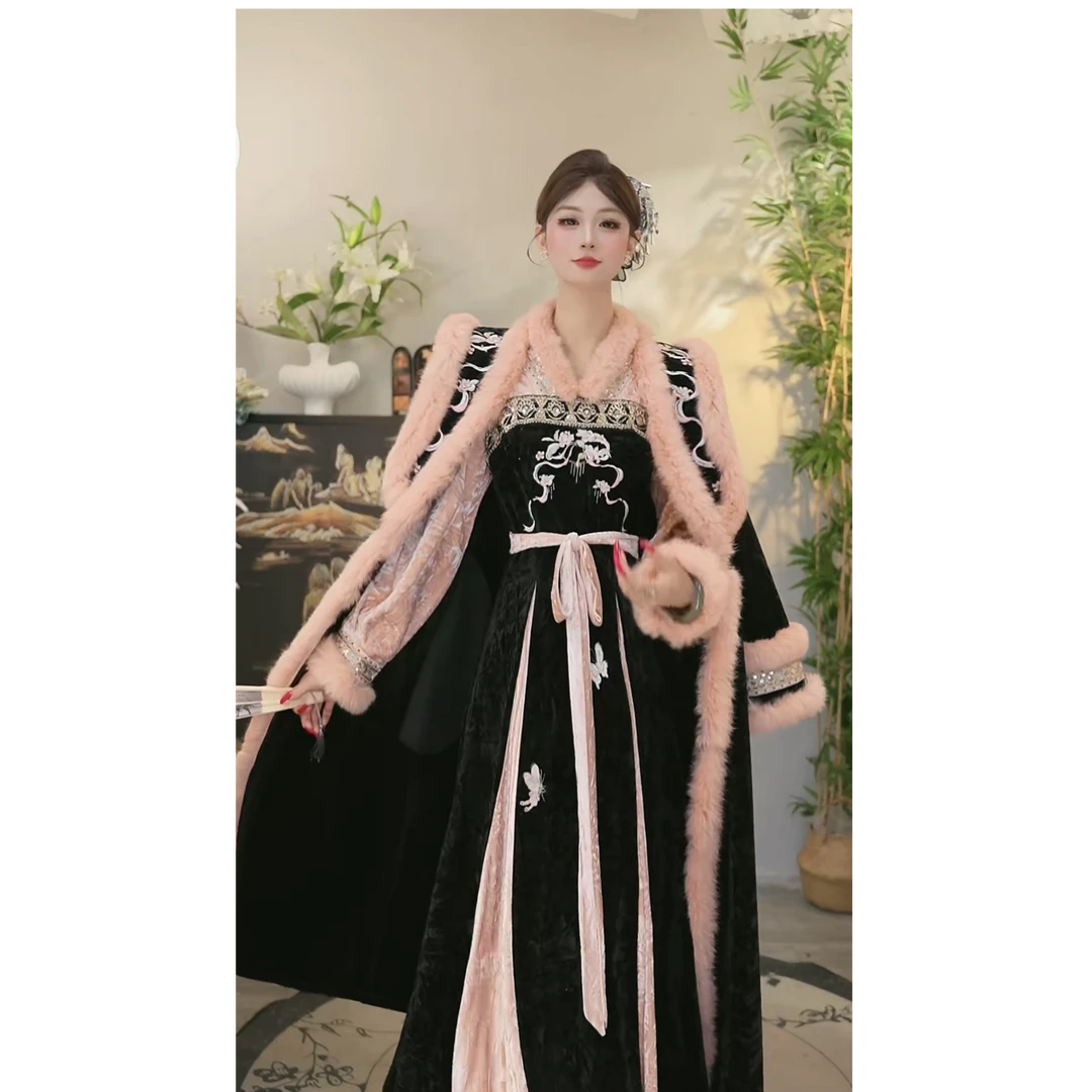 储秋2025冬季樱粉复古加绒显瘦保暖女装套装（5653+5663）