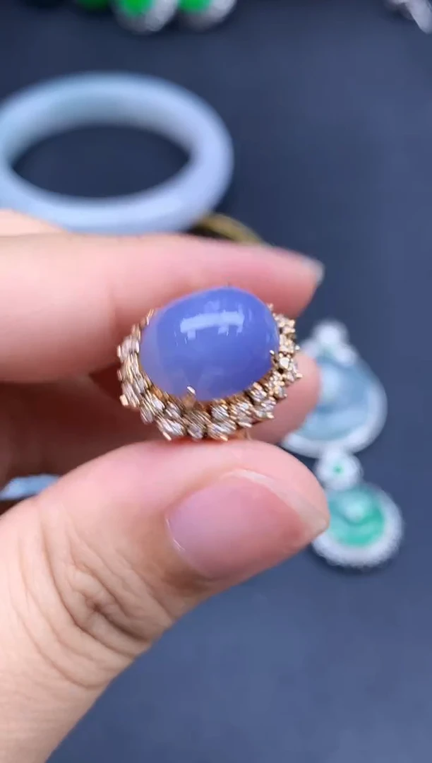 18K金镶嵌戒指翡翠655-春日珠宝