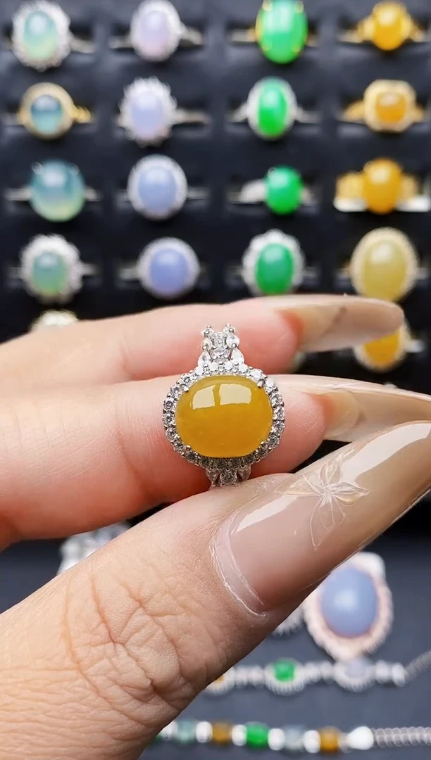 银S925镶嵌戒指翡翠0091