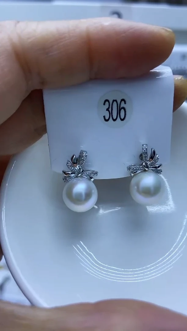 银S925镶嵌耳饰淡水珍珠306