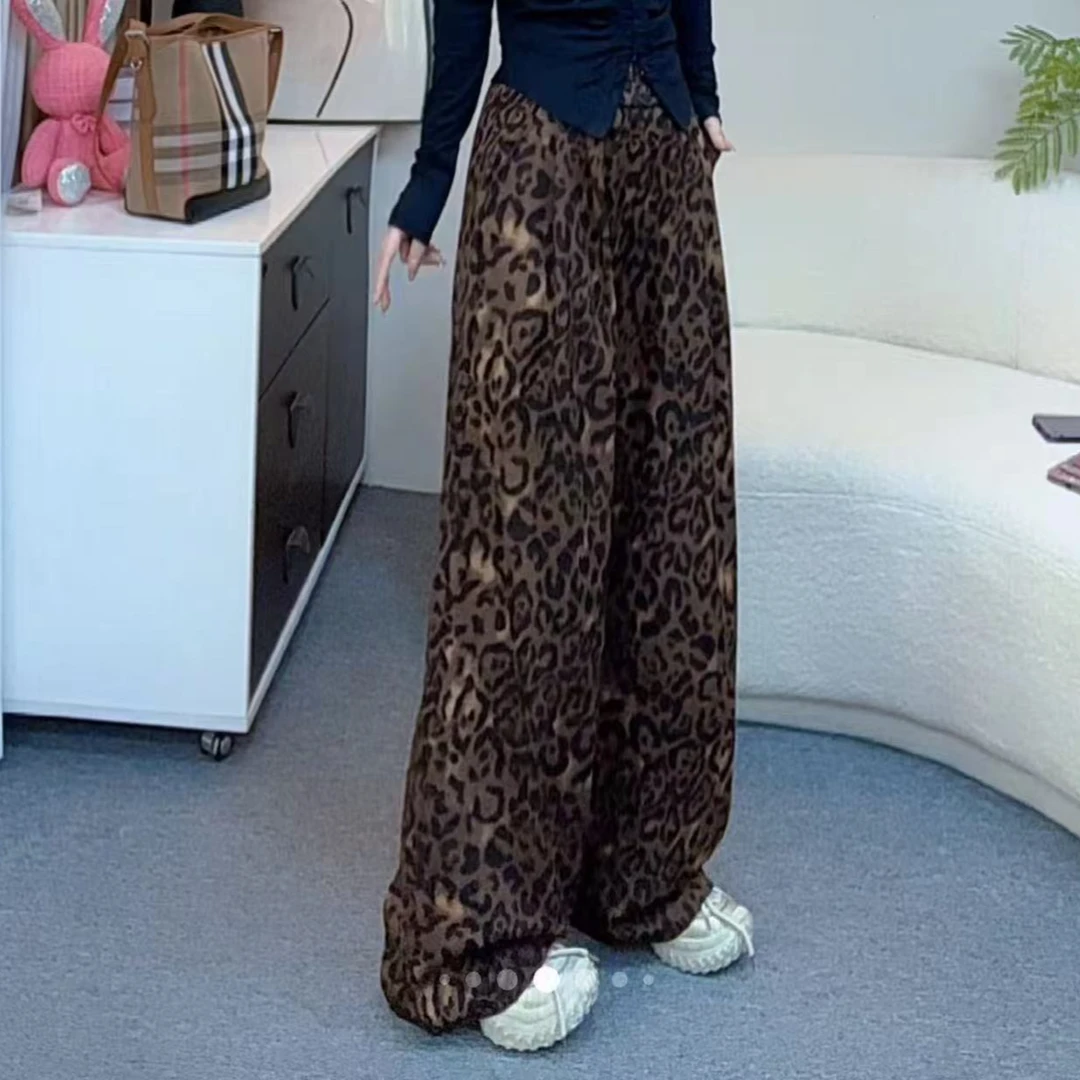 秋季时尚百搭单款豹纹裤A52